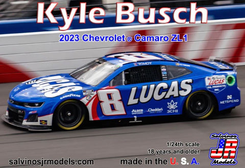 SALVINOS 1/24 Kyle Busch 2023 NASCAR Chevrolet Camaro ZL1 Race Car (Lucas Oil) (L