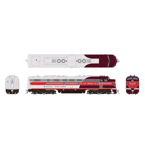 RAPIDO HO EMD E8A, ESU LokSound DCC Sound, CRIP Rock Island in Delivery Rocket Scheme #649
