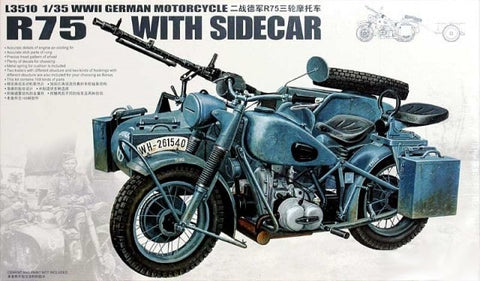LION ROAR 1/35 WWII German BMW R75 Motorcycle w/Sidecar