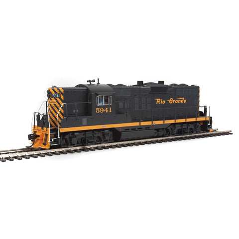 WALTHERS HO EMD GP9 Phase II - LokSound 5 Sound and DCC -- Denver & Rio Grande Western(TM) #5941 (black, Aspen Gold, Small Flying Grand