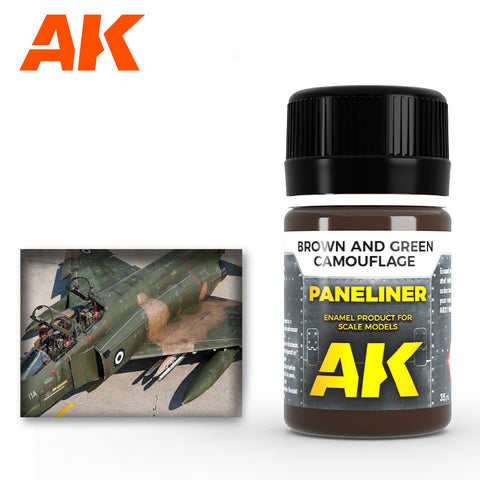 AKI Air Series: Panel Liner Brown & Green Camouflage Enamel Paint 35ml Bottle