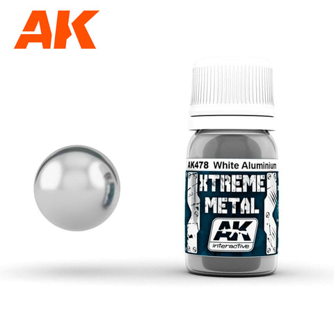 AKI Xtreme Metal White Aluminum Metallic Paint 30ml Bottle