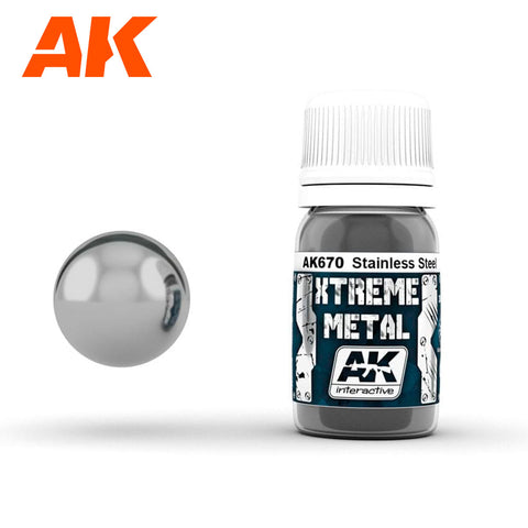AKI Xtreme Metal Stainless Steel Metallic Paint 30ml Bottle