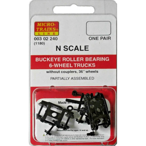 MICRO TRAINS N Buckeye Rlr Brg 6-whl Trk, w/o cplr (1180)(1pr)