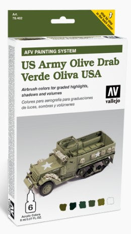 VALLEJO 8ml Bottle AFV US Army Olive Drab Armor Model Air Paint Set (6 Colors)