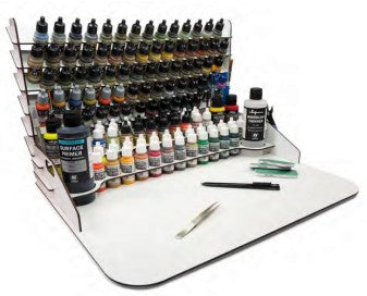 VALLEJO Module Paint Display Stand w/Vertical Storage & Large Workstation (Holds 118 bottles & brushes)