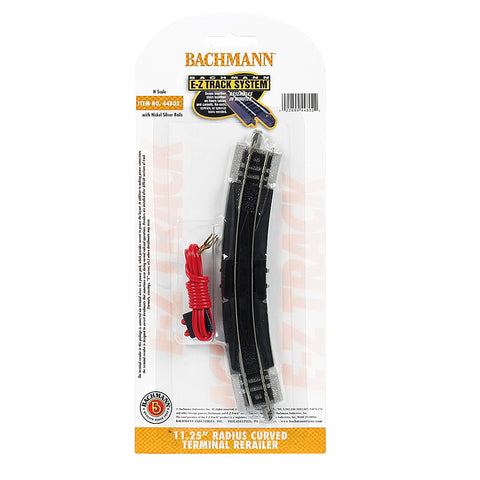 BACHMANN N 11.25" Radius Terminal Rerailer with Wire Nickel Silver Track