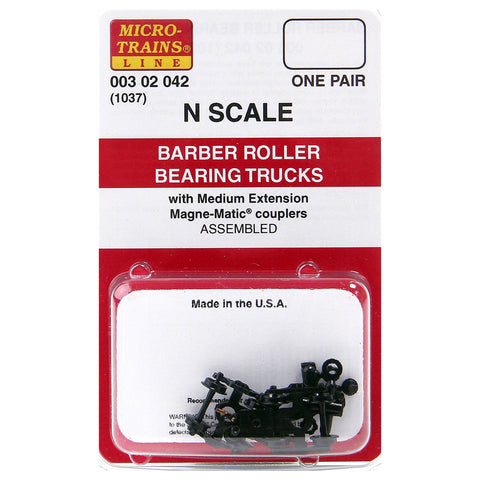 MICRO TRAINS N Barber Roller Bearing Trucks w/ med. ext. couplers 1 pr. (1037)