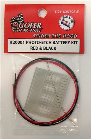 GOFER 1/24-1/25 Photo-Etch Battery Detail Set w/Red & Black Cable Wire