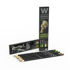 AKI Weathering Pencils: Green & Brown Shading & Effects Set