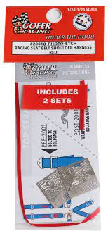 GOFER 1/24-1/25 Photo-Etch Racing Seatbelts/Harness Red (2 Sets)