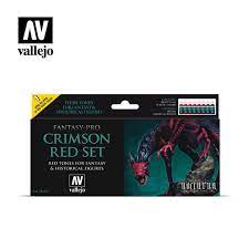 VALLEJO 17 ml Bottle Crimson Red Tones Fantasy-Pro Paint Set (8 Colors)