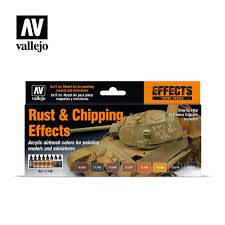 VALLEJO 17ml Bottle Rust & Chipping Effects Model Air Paint Set (8 Colors)