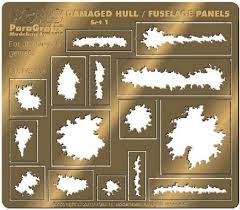 PARAGRAFIX MODELING  Various Sizes Damaged Hull, Fuselage Panels Photo-Etch Set (15 different)hoto-Etch Set for PLL