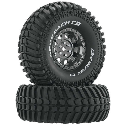 DURATRAX Approach CR C3 Mounted 1.9" Crawler Tires, Black Chrome (2)