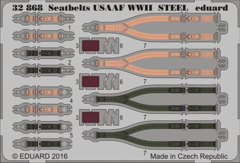 EDUARD 	1/32 Aircraft- USAAF Steel Fighter WWII Seatbelts (Painted)