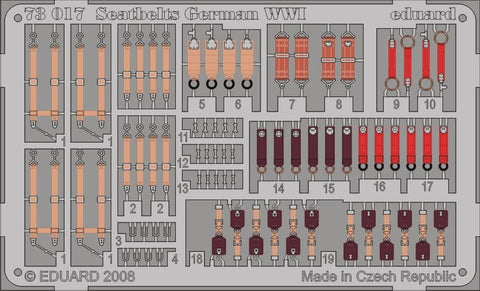 EDUARD 	1/72 Aircraft- German WWI Seatbelts (Painted)