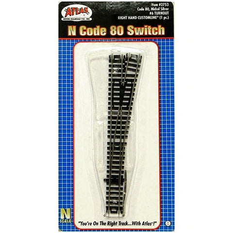ATLAS N Code 80 Track Custom Right Hand #6 Turnout