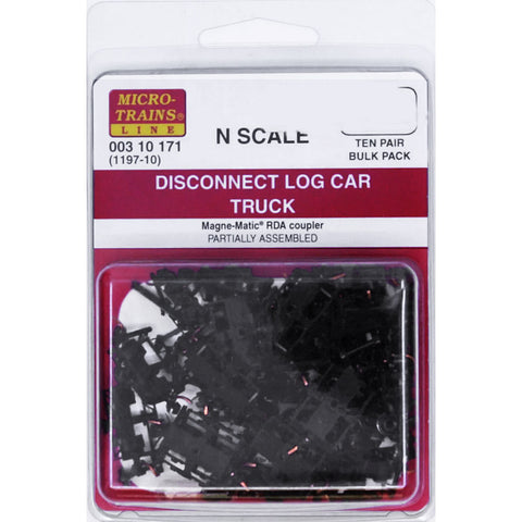 MICRO TRAINS N Disconnect Log Car Trucks w/ short ext. couplers 10pr (1197-10)