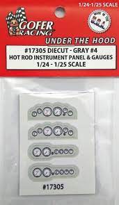 GOFER 1/24-1/25 Race Car Instrument Panel & Gauges Gray (Diecut Plastic)