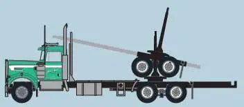 TRAINWORX N Kenworth W900 Log Truck with Trailer - Assembled -- Jack Buell (green, white)