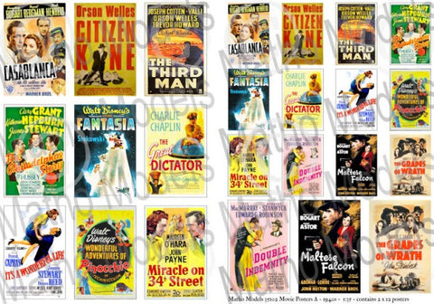 MATHO MODELS 1/35 Movie Posters 1940s Printed Paper (24) (12 different types in 2 sizes)