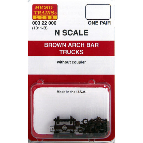 MICRO TRAINS N Arch Bar Trucks w/o couplers Brown 1 pr (1011-B)
