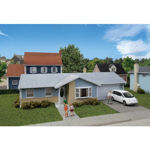 WALTHERS HO Ranch House w/2-Car Garage Kit
