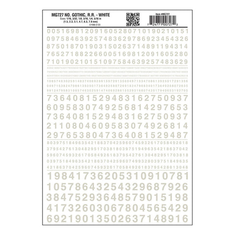 WOODLAND SCENICS Dry Transfer Gothic Numbers White