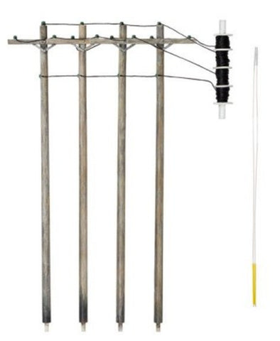 WOODLAND SCENICS N Pre-Wired Poles - Single Crossbar