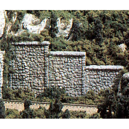 WOODLAND SCENICS N  Retaining Walls pkg(6; Unpainted Hydrocal(R) Castings), Random Stone