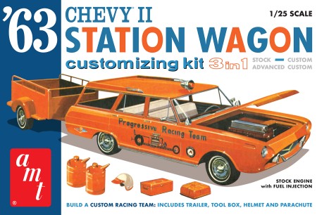 AMT 1/25 1963 Chevy II Customizing Station Wagon (3 in 1) w/Trailer