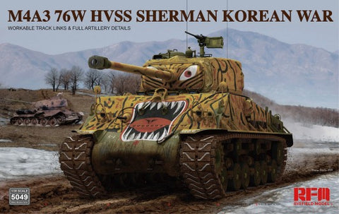 RYE FIELD 1/35 US Sherman M4A3 76W HVSS Korean War Tank w/Workable Track Links
