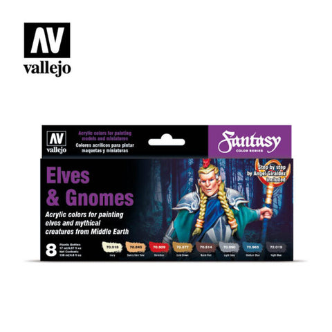 VALLEJO 17ml Bottle Fantasy Elves & Gnomes Model Color Paint Set (8 Colors)