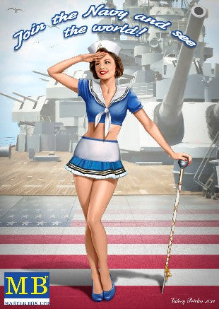 MASTERBOX  1/24 Suzie USN Pin-Up Girl Standing Holding Performer Cane Saluting