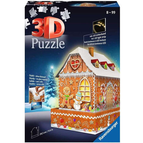 3D-PUZZLES Gingerbread House NIGHT PUZZLE