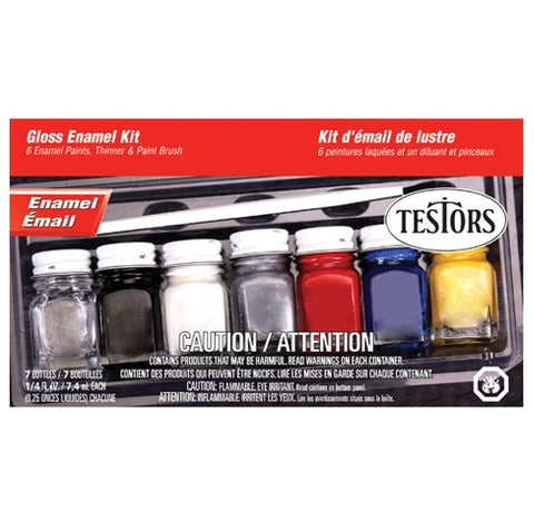 TESTORS Hobby & Home Gloss Enamel Paint Set (6 Colors & Thinner)
