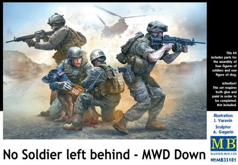 MASTERBOX  1/35 No Soldier Left Behind (MWD Down) US Army Soldiers (4) & Wounded Dog