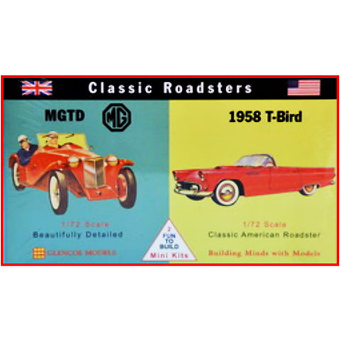 GLENCOE 1/72 Classic Roadsters: MGTD & 1958 T-Bird Cars
