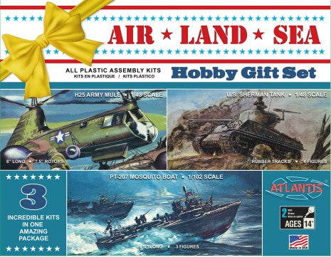 ATLANTIS  1/48 Sherman Tank, 1/48 H25 Mule Helicopter, 1/102 PT207 Mosquito Boat
