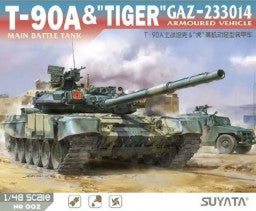 SUYATA 1/48 T90A Main Battle Tank & Tiger GAZ233014 Armored Vehicle