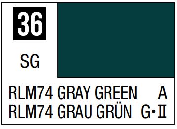 MR HOBBY 10ml Lacquer Based Semi-Gloss Gray Green RLM74