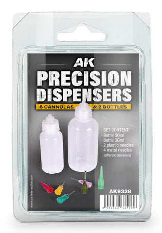 AKI  Precision Dispensers: 50ml & 30ml Empty Bottles, 2 Plastic & 4 Metal Needles