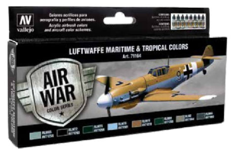 VALLEJO 17ml Bottle Luftwaffe Maritime & Tropical Model Air War Paint Set (8 Colors)