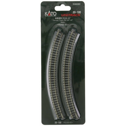 KATO N 249mm (9 3/4") Radius 45º Curve Track( 4 pcs)