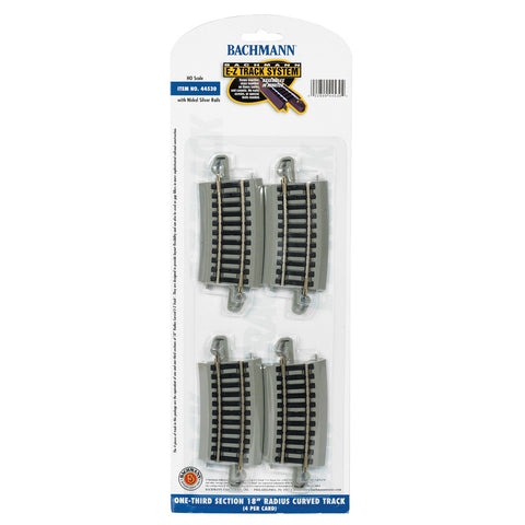BACHMANN HO E-Z Track One-Third Section 18" Radius Curved Nickel Silver Track and Gray Roadbed (4)