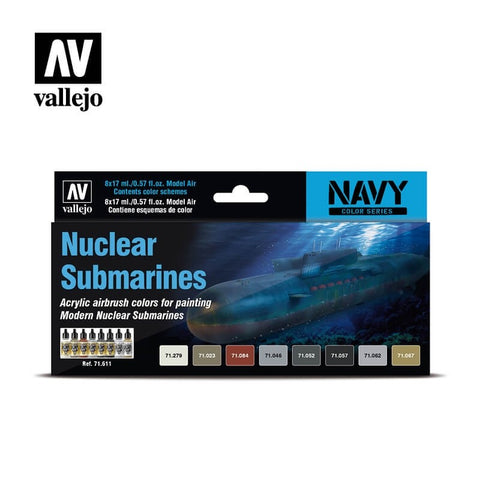 VALLEJO 17ml Bottle Navy Nuclear Submarines Model Air Paint Set (8 Colors)