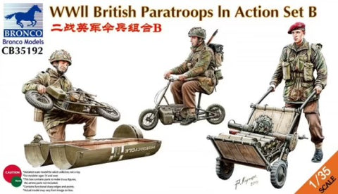 1/35 WWII British Paratroopers in Action Set B (3) w/Motor Bikes & Cart