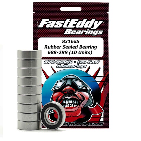 FASTEDDY 8x16x5 Rubber Sealed Bearing 688-2RS (10 Units)