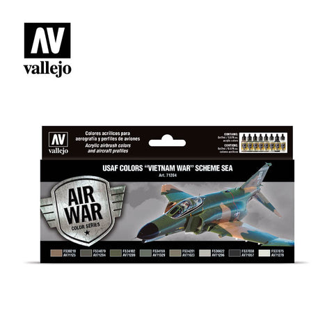 VALLEJO 	17ml Bottle USAF Vietnam War SEA (South East Asia) Model Air War Paint Set (8 Colors)